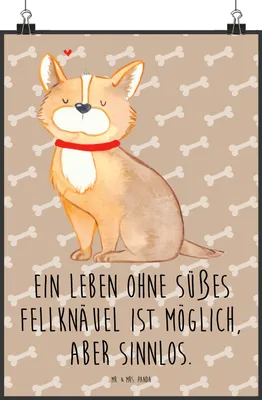 Produktbild von Mr. & Mrs. Panda Bild Hund Glück DIN A1 - Hundeglück - Geschenk, Niedlich, Posterdruck, Herz, Wandbild, Plakat, Liebe, Spruch, Sprüche, wanddeko, drucke