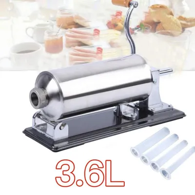 Produktbild von Wurstfüller - Horizontale Wurstfüllmaschine - Edelstahl - Manuell - 3,6 l Volumen - Für selbstgemachte Wurst - Hellgrau