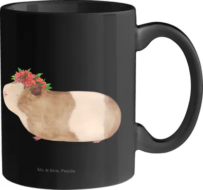 Produktbild von Mr. & Mrs. Panda Tasse Meerschweinchen Weisheit - Schwarz - Geschenk, Motivation, Kaffeetasse, Spruch, Wunder, Teetasse, haferl, Gute Laune, Wunderland, Kaffeebecher