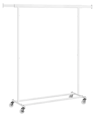 Obrázok produktu pre Klasický biely vešiak na oblečenie – mobilný – oceľový – výškovo nastaviteľný – 45,4 x (92-132) x 160 cm – nosnosť 90 kg