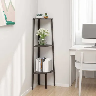 Productafbeelding van Maison Exclusive - Hoekrek met 3 planken, zwart, 45,5 x 31,5 x 120 cm