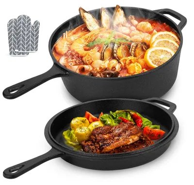 Gusseisen-Cocotte 2-in-1, Ø 26 cm, 4,5 l + 1,5 l, für Ofen & Induktion