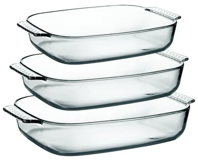 Produktbild von 3-teiliges Auflaufform-Set aus Borosilikatglas, 1,8 l + 2,5 l + 3,1 l, rechteckige Lasagneform, Auflaufform mit Griffen