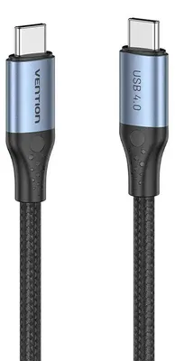 Image de Vention coton tressé câble USB-C 4.0 5A 1m gris type alliage d'aluminium