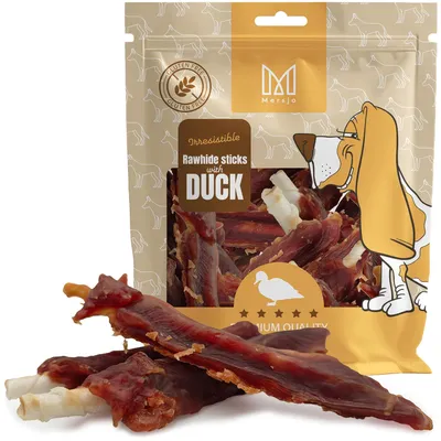 Produktbild von Entenbrustfilet-Sticks, natürlicher Leckerbissen für Hunde, Mersjö, 500 g