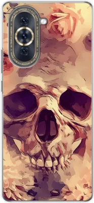Produktbild von König Design Hülle kompatibel mit Huawei nova 10 Kunststoff Soft Handyhülle - Handy Case Blumen Totenkopf