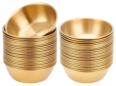 50 Edelstahl-Dip-Schalen, Gold, 85x30 mm, Mini-Ramekins
