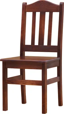 A wooden chair on a white background.