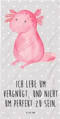 Produktbild von Mr. & Mrs. Panda Handtuch Axolotl Niedlich - Grau Pastell - Geschenk, Weisheit, Liebe, Duschhandtuch, Badehandtuch, Strandtuch, Fröhlich, Duschtuch, Großes, Freundin
