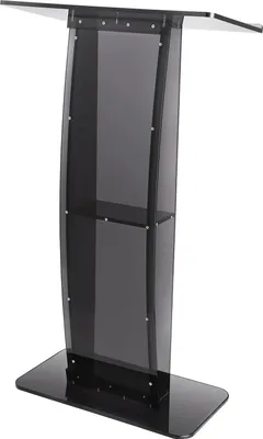 Zdjęcie produktu dla Mównica akrylowa stojąca 119 cm półka czarna do kościoła szkoły