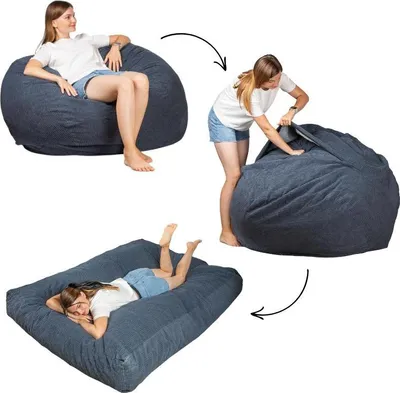 Produktbild von Sitzsack Bett umwandelbar 2in1 dunkelblau