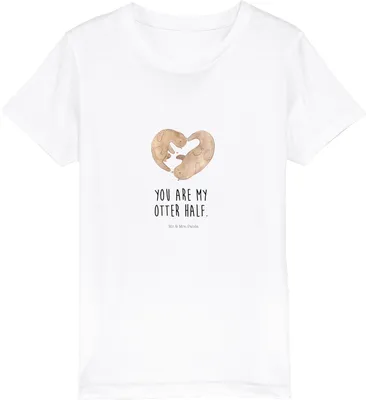Produktbild von Mr. & Mrs. Panda Kleinkinder T-Shirt Otter Herz 12-14 Jahre (152/164) - Weiß - Geschenk, Kinder, Liebe, Jungen, Öko, Liebesbeweis, Kindershirt, Teenager