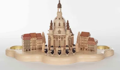 Produktbild von Kerzenhalter Kurrende mit Dresdener Frauenkirche und Häuser HxLxB 17x31x14.5cm NEU