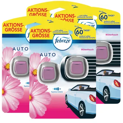 Produktbild von Febreze Auto Lufterfrischer Blütenhauch 2x2ml - Raumduft (4er Pack)