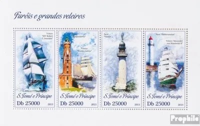 Produktbild von Briefmarken Sao Tome e Principe 2013 Mi 5186-5189 Kleinbogen (kompl. Ausgabe) postfrisch Leuchttürme und Schiffe