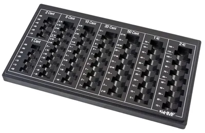 Zdjęcie produktu dla Sorter monet na euro - Czarny - 8 przegródek na monety 1 grosz do 2 euro