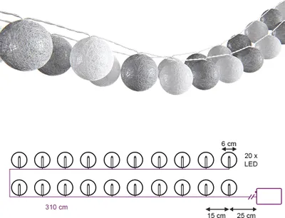Obrázek produktu pro Světýlka na vánoční stromeček Vicco  Šedá 310 cm, Model 29101