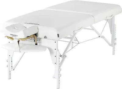 Productafbeelding van Master Massage 79cm Montclair, inklapbare massagetafel, massagebank, schoonheidsbed, draagbaar, met houten poten, kleur: sneeuwwit