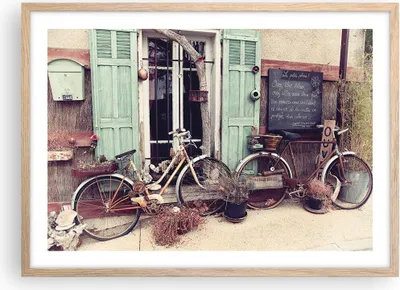 Produktbild von Gerahmtes Poster - Rahmen in heller Eiche - Fahrräder Vintage Mietshaus - 70x50 cm - Wand Bild - Wanddeko - Wandbilder - Kunstposter - Wandposter - Bilderrahmen - Bilder - Kunstdruck - P2NAA70x50-4588