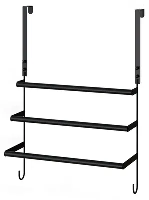 Image de Porte-serviettes pour porte, crochets pour serviettes pour salle de bain (noir, 1 pièce)