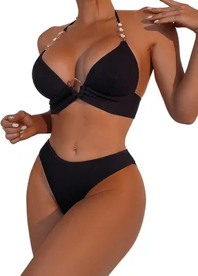 Produktbild von Damen-Badeanzug Zweiteiliges Set Push-up Bikini Damen Schwarz L