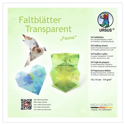 Image de Ursus 3806 55 17 - Feuilles transparentes "Faune", 50 pièces, 15 x 15 cm, 115 g/m²
