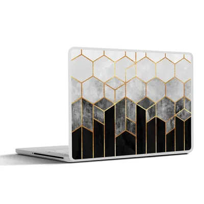 Produktbild von MuchoWow® Laptop Aufkleber Sticker Cover Gold - Sechseck - Chic - Muster - Luxus 36.5x27.5 cm - Laptop-Sticker