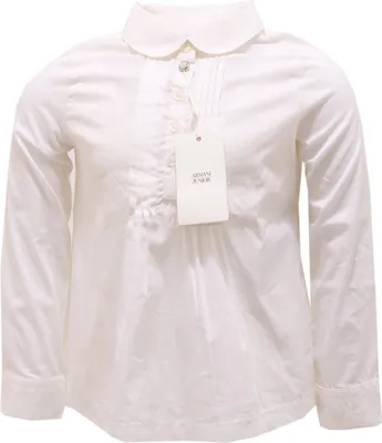 Produktbild von 0801T camicia bimba ARMANI JUNIOR cotone bianco manica lunga shirt kid