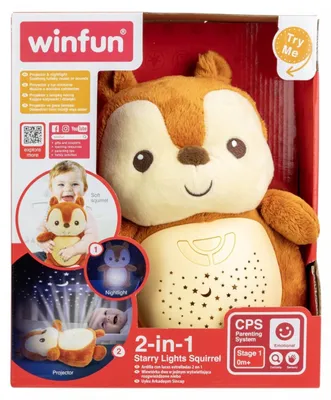 Image de Projecteur et veilleuse Winfun écureuil 2 en 1 avec sons et lumières