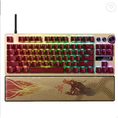 Produktbild von Razer Huntsman V3 Pro Tenkeyless, Kabelgebunden, USB, Optischer Schlüsselschalter, QWERTY, RGB-LED, Gold, Gelb