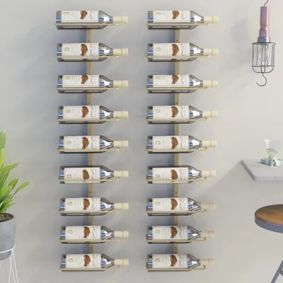 Produktbild von Wand-Weinregale für 9 Flaschen 2 Stk. Golden Eisen
