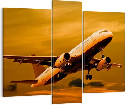 Produktbild von Bild auf Leinwand - Leinwandbild - Passagier Flugzeug Flugzeug Flügel - 95x80cm - Wand Bild - Wanddeko - Leinwanddruck - Bilder - Kunstdruck - Leinwand bilder - Wandkunst - CB95x80-0368