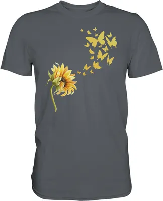 Produktbild von Schmetterling Sonnenblumen T-Shirt Garten Motiv Gärtner Geschenk Sommer – Dark Grey / S