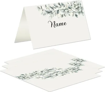 Produktbild von Tischkarte Namenskarte 8,5x5,5cm vorgefalzt für Hochzeit Kommunion Taufe Familienfeier Floral elegant - 20 Stück