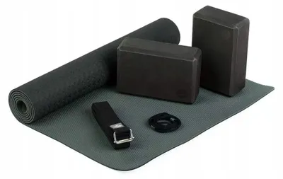 Produktbild von Yoga Set FLOW Yogamatte mit Block & Gurt schwarz