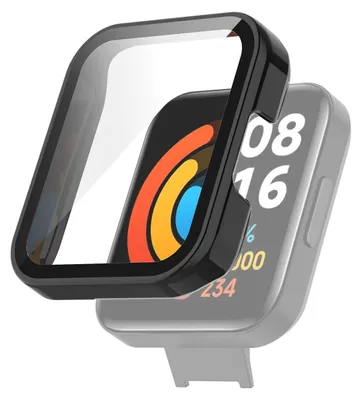 Produktbild von Für Xiaomi Redmi Watch 2 Lite 2 in 1 TPU Silikon Hülle Cover + Hart Glas Schwarz
