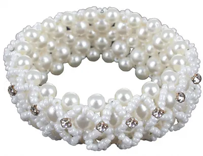Produktbild von Haargummie Perlen und Strass Damen Elasthan weiss