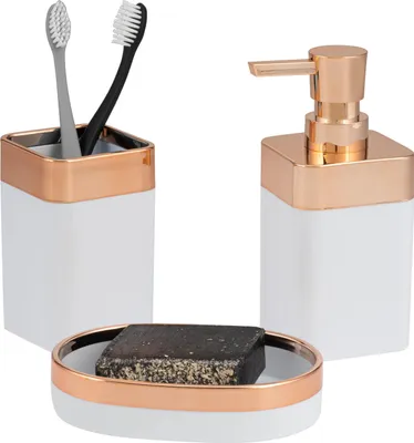 Produktbild von bremermann Badezimmer-Set 3-tlg. SAVONA, Kunststoff, Badezimmer-Zubehör-Set