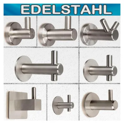 Produktbild von Kleiderhaken aus gebürstetem Edelstahl, Garderobenhaken, Wandhaken, Mantelhaken