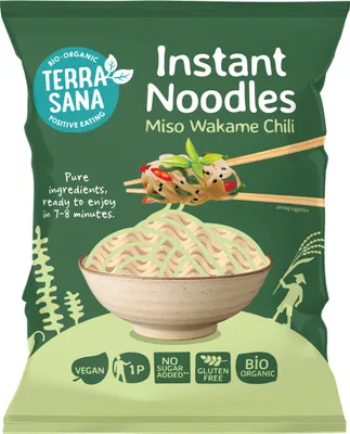 Produktbild von BLITZSUPPE MIT NUDELN, MISO, WAKAME UND CHILI – GLUTENFREI, , 90 g – TERRASANA