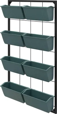 Produktbild von Pflanzentreppe Blumentreppe  8 Pflanzkästen, stapelbar, wetterbeständig, 52,5 x 14 x 90 cm, Grau + Schwarz