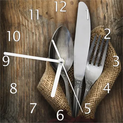 Produktbild von Wallario Design Wanduhr Besteck Set aus Echtglas, Größe 20 x 20 cm