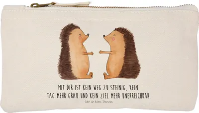 Produktbild von Mr. & Mrs. Panda Mäppchen Igel Liebe Größe S Klein - Weiß - Geschenk, Hochzeit, pencil case, Hochzeitstag, Kosmetikbeutel, Etui, Verlobung, Waschbeutel, Freundin