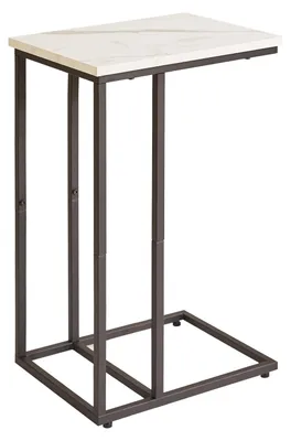 C-förmiger Beistelltisch, Kunstmarmor/Metall, 30x40x63 cm