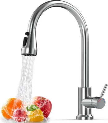 Produktbild von Ausziehbare Küchenarmatur mit Handbrause - Edelstahl - 360° drehbar - modernes Design