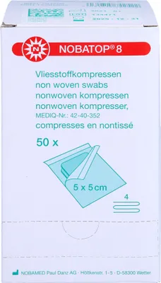 Produktbild von NOBATOP 8 Vliesstoffkompressen steril 10 x 10 cm, 100 St. Kompressen