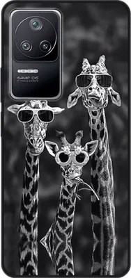 Produktbild von König Design Hülle kompatibel mit Xiaomi Poco F4 Kunststoff Soft Handyhülle - Handy Case 3 Giraffen