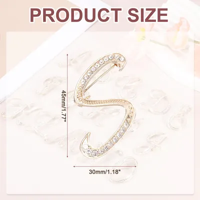 Produktbild von Brief Brosche Pins, Buchstaben S Strass Perle Broschen Set Metall Kristall Alphabet A-Z Reversnadel fš¹r Damen Schmuck Geschenk Anzug Kleidung Hut Kleid Mantel Handwerk, Goldton