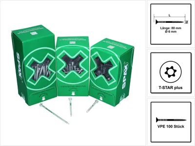 Produktbild von Spax Justierschraube Flako 6 x 80 T-STAR+ T30 4CUT Spitze Wirox 100 Stk