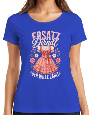 Immagine prodotto di Maglietta da donna, blu, taglia L, con scritta "", stile "Dirndl" (abito tradizionale bavarese), "Wiesn" (sinonimo di ), "Lederhose" (pantaloni di pelle tradizionali bavaresi), "Bayern" (Baviera)